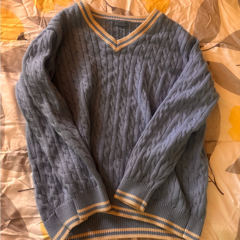 Brandy Melville cotton light blue & white sweater